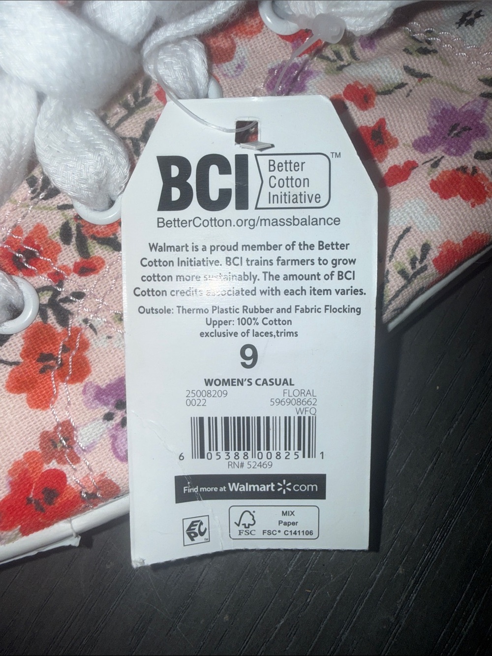 Size 9 Time and Tru Floral Sneaker with Memory Foam - Picture 4 of 4